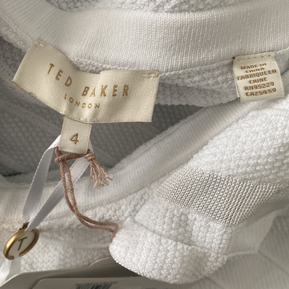 White Ted Baker One Shoulder Dress Size 3 & 4 (8 & 10) NWT - Picture 8 of 10